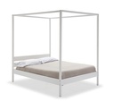 LIT BALDAQUIN EN PIN MASSIF DOSSEL 140 x 200 BLANC LAQUE  SOMMIER INCLUS