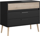 AALBORG COMMODE 3 TIROIRS NOIR/CHENE DU JAPON DIM : 91 x 78 x 40 cm