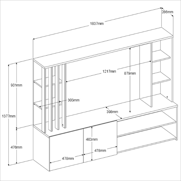 Meuble TV SHADE  BLANC / CHENE JAPON