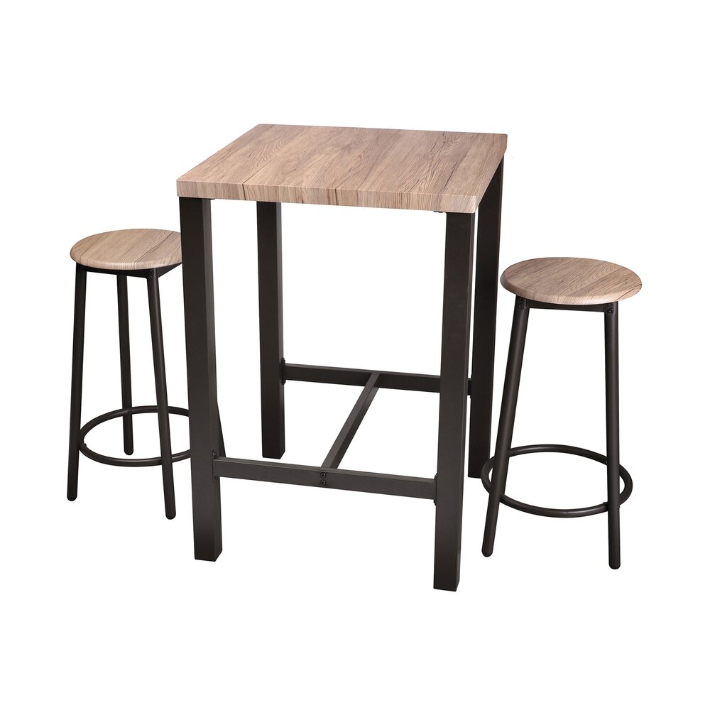 Table bar avec 2 tabourets 60x60x86cm / 30x62cm