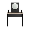 COIFFEUSE AALBORG PLATEAU + TABLETTE + MIROIR BLACK ST / CH JAP L. :90 cm - H.:135 cm - P.:50 cm