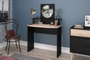 COIFFEUSE AALBORG PLATEAU + TABLETTE + MIROIR BLACK ST / CH JAP L. :90 cm - H.:135 cm - P.:50 cm