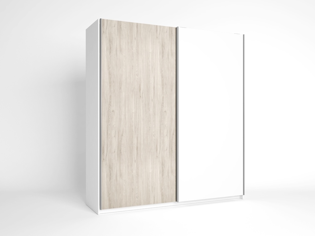 ARMOIRE SAHARA 2 PORTES COULISSANTS SAHARA/BLANC H.200 X l.182 X P.56CM