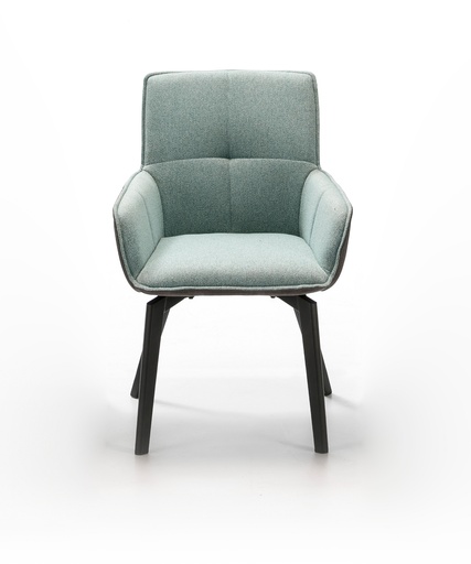 [13374] FAUTEUIL MALIBU TURQUOISE PIED METAL NOIR DIM : 57x54x47 / 64/91 cm.