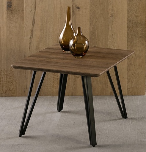 [12089] TABLE DE COIN CANDI 60X60CM CHENE PIED METAL NOIR