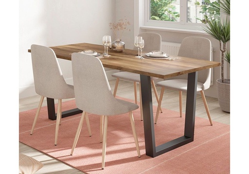 [16277] TABLE RECT FLAVIA 180X90 NOYER PIED METAL NOIR