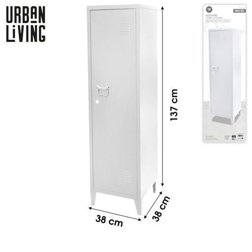 [152085] "Industriel white" vestiaire en metal avec 1 porte 38x38xh137cm