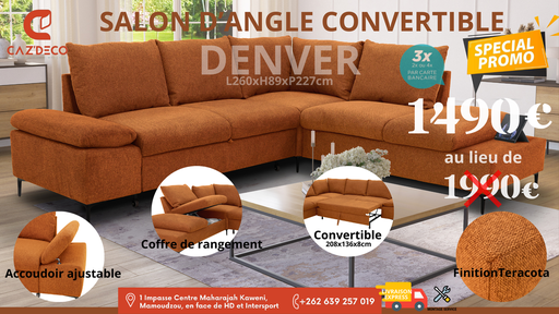 [DENVER A106836] DENVER ANGLE CV/REV COFFRE -  RUST 8 / LOFT TERRA COTTA